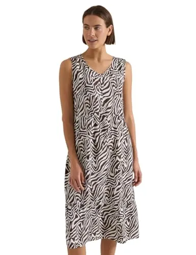 Cecil Damen Midikleid mit V-Neck und Zebraprint von CECIL