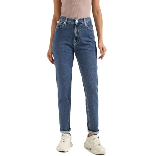 Calvin Klein Jeans Mom-Jeans 5-Pocket-Style Blau 25 - Feminine Mom-Jeans im 5-Pocket-Style aus hochwertigem Denim, ideal für lässige Looks und bequemes Tragen, Größe 25.