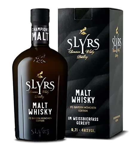 SLYRS Champion Malt - FC Bayern Edition Malt Whisky - Exklusiver Malt Whisky aus Weissbierfässern mit 40% vol. für Champions. Erlebe die süße, malzige Note und den Geschmack des Sieges.