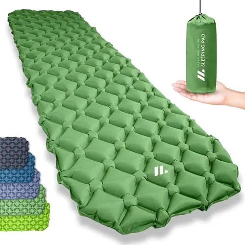 NORDMUT® Isomatte Ultraleicht - Aufblasbare Camping Matratze mit Reparaturset - Schaumstoff-Schlafmatten für Camping: Ultraleichte Isomatte mit nur 600g, extrem robust und wetterfest für optimalen Komfort beim Outdoor-Camping.