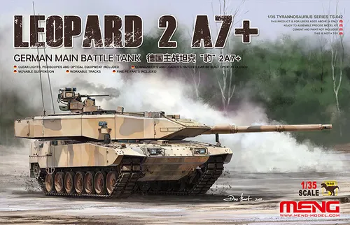 Meng-Model TS-042 - 1:35 German Main Battle Tank Leopard 2A7+ - Modellbausatz im Maßstab 1:35, unmontiert und aus hochwertigem Kunststoff, ideal für Modellbau-Enthusiasten und Sammler.