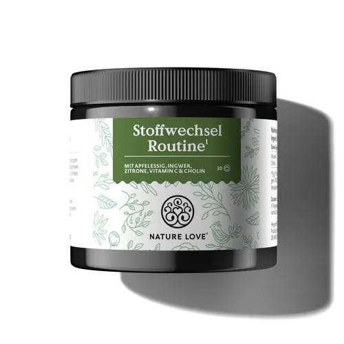 NATURE LOVE® Stoffwechsel Routine 150g – Veganer Stoffwechseldrink mit Apfelessig, Ingwer & Zitrone