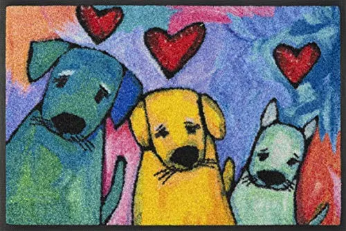 wash+dry Fußmatte Doggies 40x60 cm - Waschbare Designmatte für Innen und Außen - Fußmatten, waschbar bis 60 Grad, rutschfest und trittschalldämmend, ideal für Allergiker und Tierbesitzer.