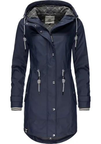 PEAK TIME Regenjacke L60042 - Modischer taillierter Regenmantel für Damen in Blau, wasserdicht und windabweisend – perfekt für alle Wetterlagen!