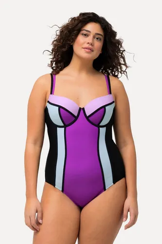 Ulla Popken Badeanzug mit Softcups und verstellbaren Trägern - Eleganter Badeanzug mit stützenden Bügeln und modernem Colorblocking. Ideal für einen perfekten Sitz und Komfort am Strand.