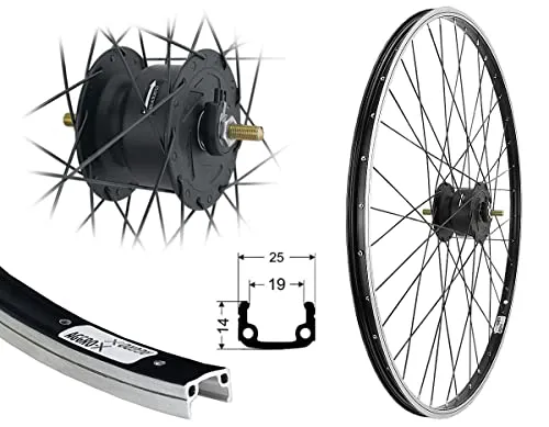 AGGRO-X 28 Zoll Aluminium Vorderrad Nabendynamo 19-622 Laufrad Felgenbremse 6V 3 Watt schwarz