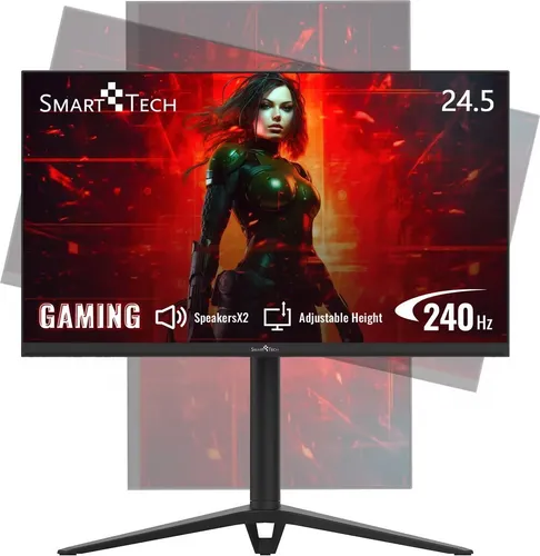 Smart Tech Gaming Monitor 25 Zoll - 240Hz, Full HD, USB-C - Gaming Monitor mit 240Hz Bildwiederholrate für flüssiges Gameplay, USB-C 65W für schnelles Laden und vielseitige Anschlussmöglichkeiten. Ideal für Gamer, die höchste Performance und Bildqualität suchen.