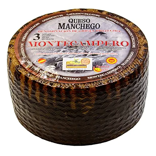 Hymor QUESO MANCHEGO Käse - 1x 3kg ganzer Laib - spanischer Schafskäse D.O. PDO Hartkäse aus La Manch passt zu Tapas Rioja-Tempranillo-Verdejo-Rotwein & Käseplatte