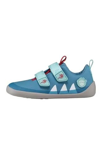 Affenzahn Lucky Hai Klettschuh Blau - Barfußschuh für kleine Abenteurer - Kinder-Halbschuhe mit atmungsaktiven Materialien und flexibler Sohle für ein natürliches Laufgefühl. Der praktische Klettverschluss sorgt für perfekten Halt und eine ideale Passform.
