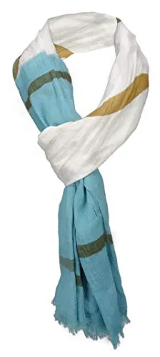 gecrashter Schal in türkis beige braun gestreift mit kl. Fransen - Gr. 180 x 50 cm
