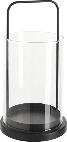 VBS Windlicht Laterne Noir, Metall/Glas, Ø 14,5 cm, H 14,5 cm, Dekorative Laterne für Garten, Terrasse, Innenbereich