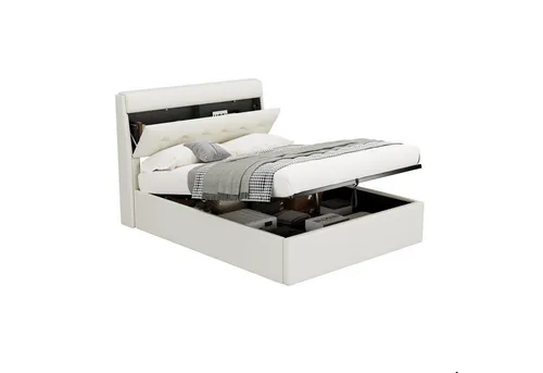 REDOM Polsterbett Hydraulisches Bett (140x200 cm) mit Lattenrost und Bettkasten - Stilvolles Polsterbett mit praktischem Bettkasten und Lattenrost, ideal für optimalen Stauraum und Komfort. Belastbarkeit bis 300 kg, perfekte Lösung für Ihr Schlafzimmer.