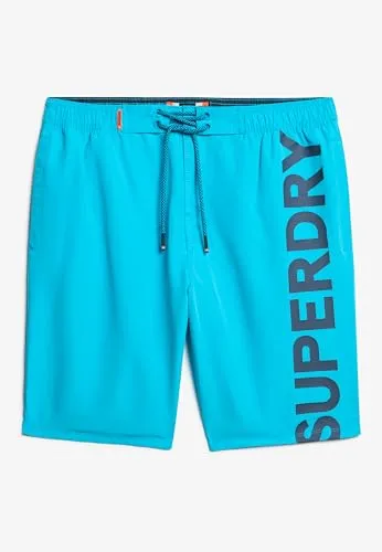 Superdry Herren Klassische 48-cm-Boardshorts mit Logo Hawaii Blau XXL