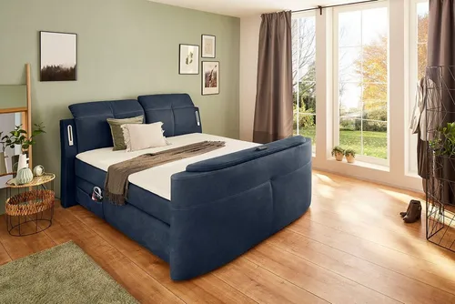 Jockenhöfer Gruppe Boxspringbett Movie Star in der Größe 180x200cm, mit versenkbarem TV-Lift und Fernbedienung, verstellbare Kopfstützen