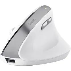 Trust Bayo II Ergonomische kabellose Maus - Weiß - Ergonomische kabellose Maus für komfortables Arbeiten, ideal für lange Nutzung ohne Ermüdung.