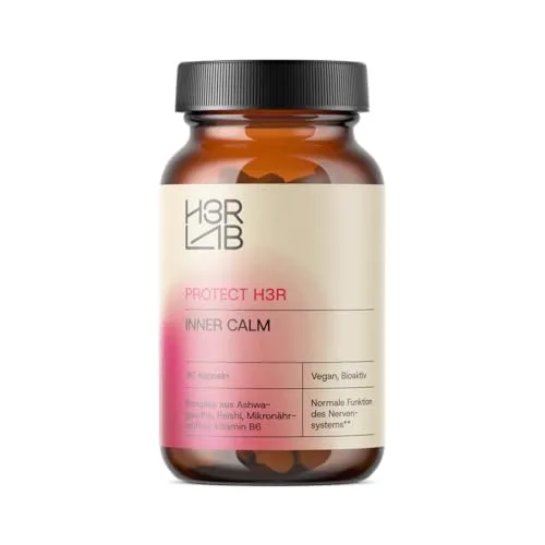 H3R LAB Inner Calm – Vegane Ashwagandha Kapseln | Adaptogene Formel mit Reishi & Vitamin B6 | Hochdosiert für Balance & Stressabbau (60 Kapseln)