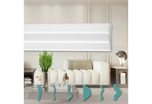 Hexim Zierleiste FG5, 50 Meter / 25 Leisten, Wandleisten modern XPS Styropor weiß, 2 Meter Stuckleisten Styroporleisten Stuckverzierung Friesleisten Stuck Zierleisten