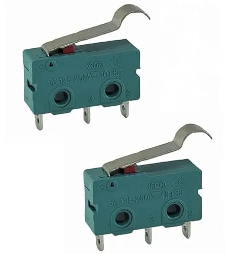Stück, Mikrotaster 3 Pins 250V 5A, 2 Stellungen EIN/EIN Endschalter mit halbrundem Hebel Arm, Wechselschalter, Berührungsempfindliche Mikroschalter, für Mechanik, Elektronische Geräte, Automaten 2