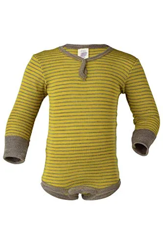 Engel Baby Body Langarm, Wolle Seide, (Safran/Walnuss, 62-68)