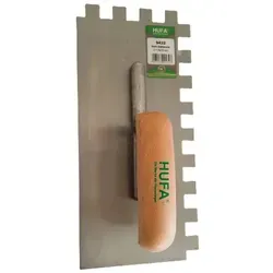 Hufa Glättekelle Stahl Holzgriff 280mm x 130mm 15x15mm gezahnt