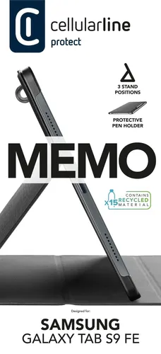 Produktbild CellularLine Memo Case Samsung Tab S9 FE Black (61131) #1907323