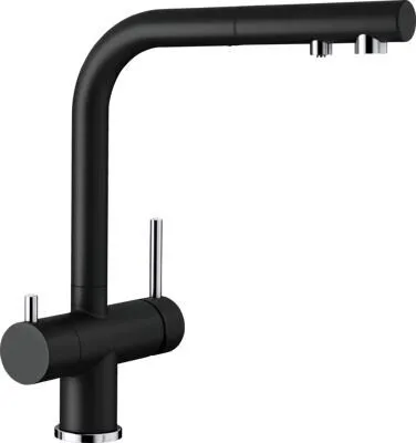 BLANCO FONTAS-S II Filter Küchenarmatur - 3-in-1 Küchenarmatur in silgranitschwarz mit herausziehbarem Schlauch und Rückflussverhinderer für gesicherte Wasserqualität. Praktisch und hygienisch, ideal für moderne Küchen.