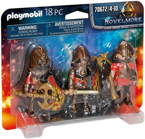 Playmobil Novelmore Fire Knights Figurensatz - 18-teiliges Set mit 3 Feuer-Rittern, sofort spielbereit und ideal für kreative Abenteuer ab 4 Jahren