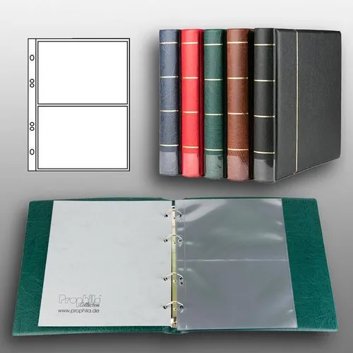 Prophila Postkarten-Album mit 20 Hüllen für 40 Postkarten grün
