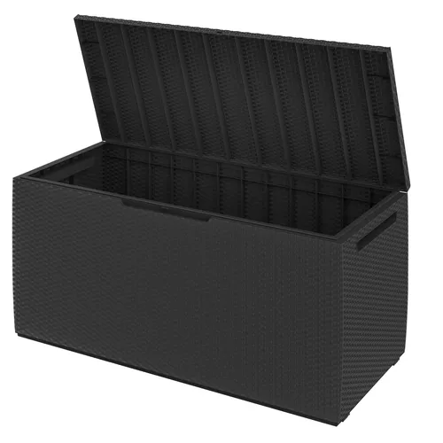 Keter Gartenbox Capri - Wetterfeste Auflagenbox aus robustem Kunststoff in Rattanoptik, ideal für Garten, Balkon und Terrasse. Mit 305 Litern Stauraum, abschließbar und als Sitzbank nutzbar.