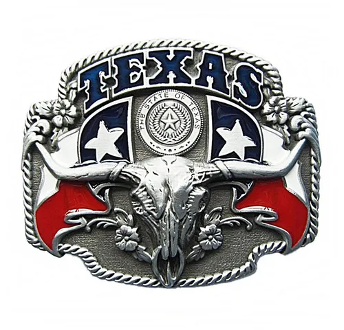 Westernlifestyle Gürtelschnalle Buckle Gürtelschliesse für Wechselgürtel Longhorn Texas Lone Star