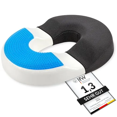 Vitabo Ergonomischer Steißbein Sitzring – Komfortables Sitzdonut aus Memory-Schaum - Rücken- & Sitzkissen mit spezieller Steißbein-Aussparung für bequeme Sitzhaltung und optimale Druckentlastung – ideal für Büro, Auto und Alltag.