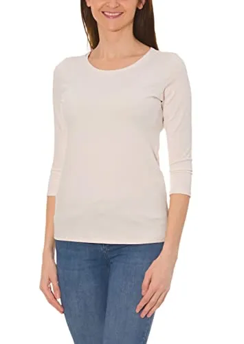 Alkato Damen Shirt 3/4 Arm mit Rundhals, Farbe: Hellbeige, Größe: 3XL