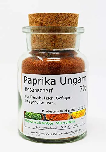 Paprika Rosenscharf Ungarn 70g im Glas Gewürzkontor München