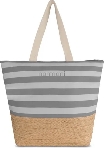 normani Strandtasche Mackay – Große Schultertasche grau|grün mit 30 Liter Volumen - Stylische und strapazierfähige Strandtasche mit 30 Litern Volumen, ideal für den Alltag oder den Strand. Aus reißfestem Material und mit praktischer Innentasche für Wertsachen.