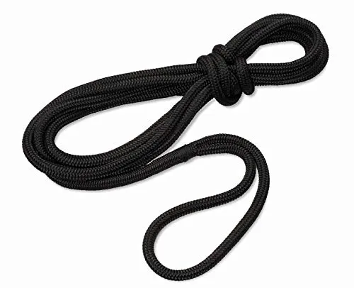 Seilflechter - Festmacher 14mm Ø, 14m Länge, 40 cm Auge gespleißt & getakelt, Taifun Festmacherleine fürs Boot in Schwarz, 3700 daN