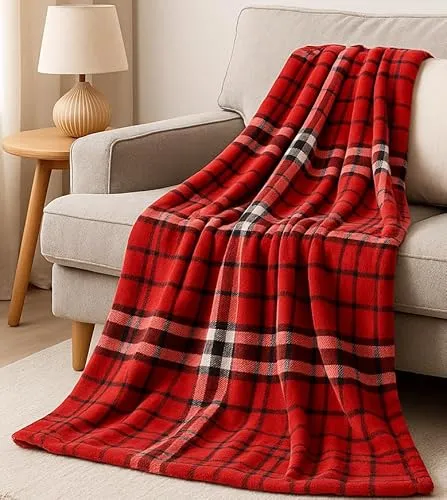 Betz Kuscheldecke Fleecedecke Karo rot 150x200cm in rot von Betz