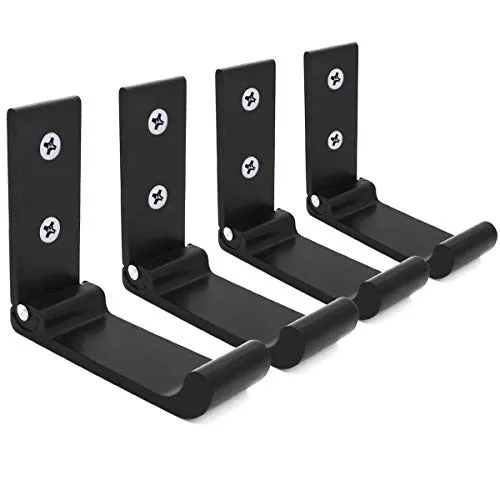 YOCZOX Faltbarer Wandhaken, unsichtbare klappbare Wandhalterung, 4 Pcs Aluminium Wandhalterungshaken, Garderobenständer, Kleiderhaken, Kopfhörerhalter, Ideal für Küche Zimmer etc, Schwarz