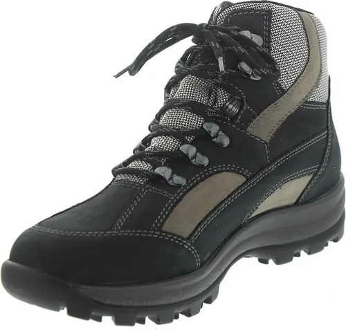 Waldläufer Wanderschuh schwarz|silberfarben 38,5-39 EU - Wanderschuhe aus hochwertigem Echtleder mit Schnürung, perfekt für lange Wanderungen und optimalen Komfort.