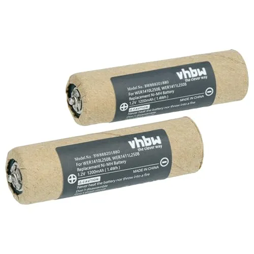 vhbw 2X Akku Ersatz für Panasonic WER1410L2508, WER154L2504, WER160L2506 für Rasierer Haarschneider (1200mAh, 1,2V, NiMH)