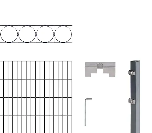 Alberts Doppelstabmattenzaun Oslo, 160 cm hoch, 6 m lang, anthrazit - Hochwertiger Gartenzaun aus verzinktem Stahl mit langlebiger Kunststoffbeschichtung in anthrazit. Ideal zum Einbetonieren, vielseitig einsetzbar und schützt zuverlässig vor Rost.