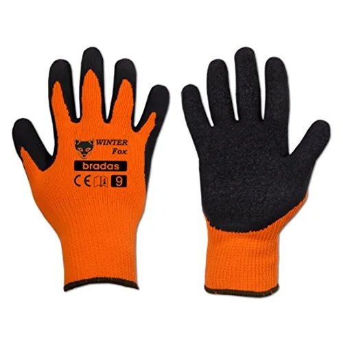 Bradas RWWF9 12 Paar Profi Winterarbeitshandschuhe Latex Größe 9, orange, 7 x 3 x 3 cm