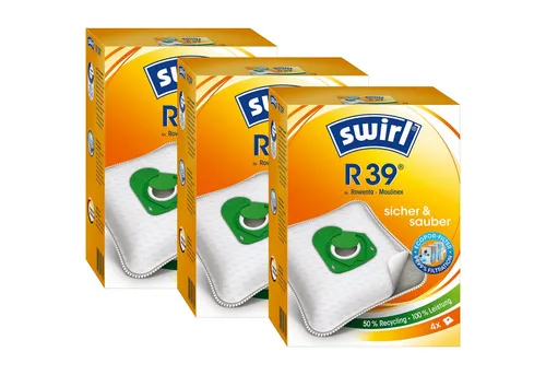 Swirl Staubsaugerbeutel R 39 EcoPor 3er-Pack - Staubsaugerbeutel für optimale Staubaufnahme, 100% recycelbare Verpackung und TÜV Nord geprüfte Filtration von Feinstaub und Allergenen. Ideal für Allergiker!