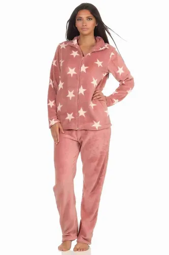 Normann Relaxanzug - Kuscheliger Damen Hausanzug aus Coralfleece mit Sterne Optik - Hausanzüge aus weichem Coralfleece, ideal für die kühle Jahreszeit. Mit Reißverschluss und praktischen Seitentaschen für maximalen Komfort und Entspannung zu Hause.