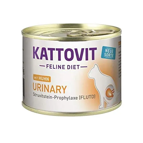 KATTOVIT - Urinary Nassfutter für Katzen | Katzen-Nassfutter als Alleinfuttermittel in der Dose. Diätfutter für ausgewachsene Katzen mit Harnwegserkrankungen | 12 x 185 g Huhn