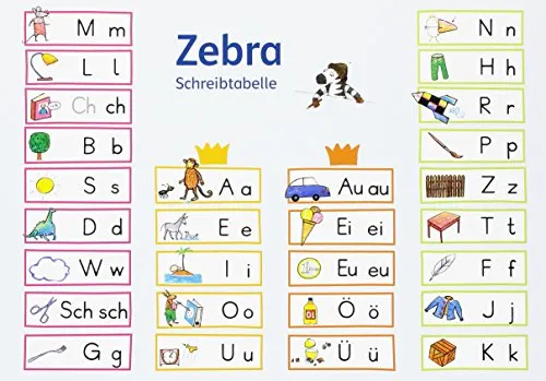 Produktbild Zebra 1: Schreibtabelle in Druckschrift (VE 10)