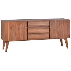 Sideboard Tamesi aus massivem Teakholz - Elegantes Mid-Century Sideboard 'Tamesi' aus hochwertigem Teakholz mit 2 Türen und 3 Schubladen. Bietet großzügigen Stauraum und setzt stilvolle Akzente in jedem Raum.