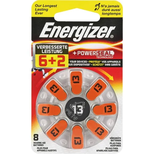 Energizer Hörgerätebatterie 13 - 8 Stück, zuverlässige Energie für Ihr Hörgerät, jetzt günstig bei Beraterapotheke bestellen