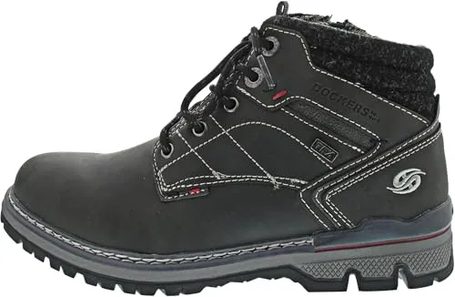 Dockers by Gerli Herren Schnürboots 53TA003 Schwarz 42 - Wanderschuhe mit langlebigem Lederimitat und Docktex-Membran für trockene Füße. Seitlicher Reißverschluss ermöglicht einfaches An- und Ausziehen.