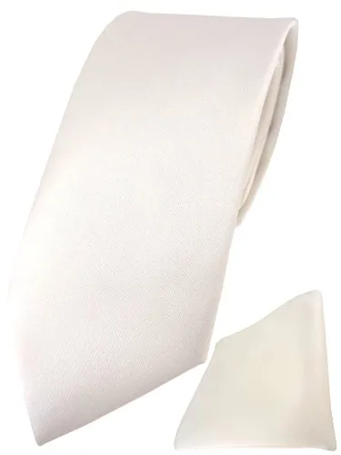 TigerTie Herren Krawatte – Klassische 7,5 cm Krawatte Designer Einstecktuch in cremeweiss einfarbigem Design, ideal für Geschäftstermine, festliche Anlässe und die Freizeit
