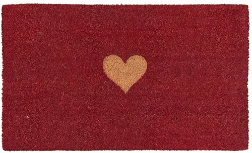 Türmatte Heart in rot - 74x45x2 cm - Tür- & Bodenmatten im Landhausstil, aus robustem Kokosmaterial, ideal für den Valentinstag und als liebevolle Willkommensgeste.